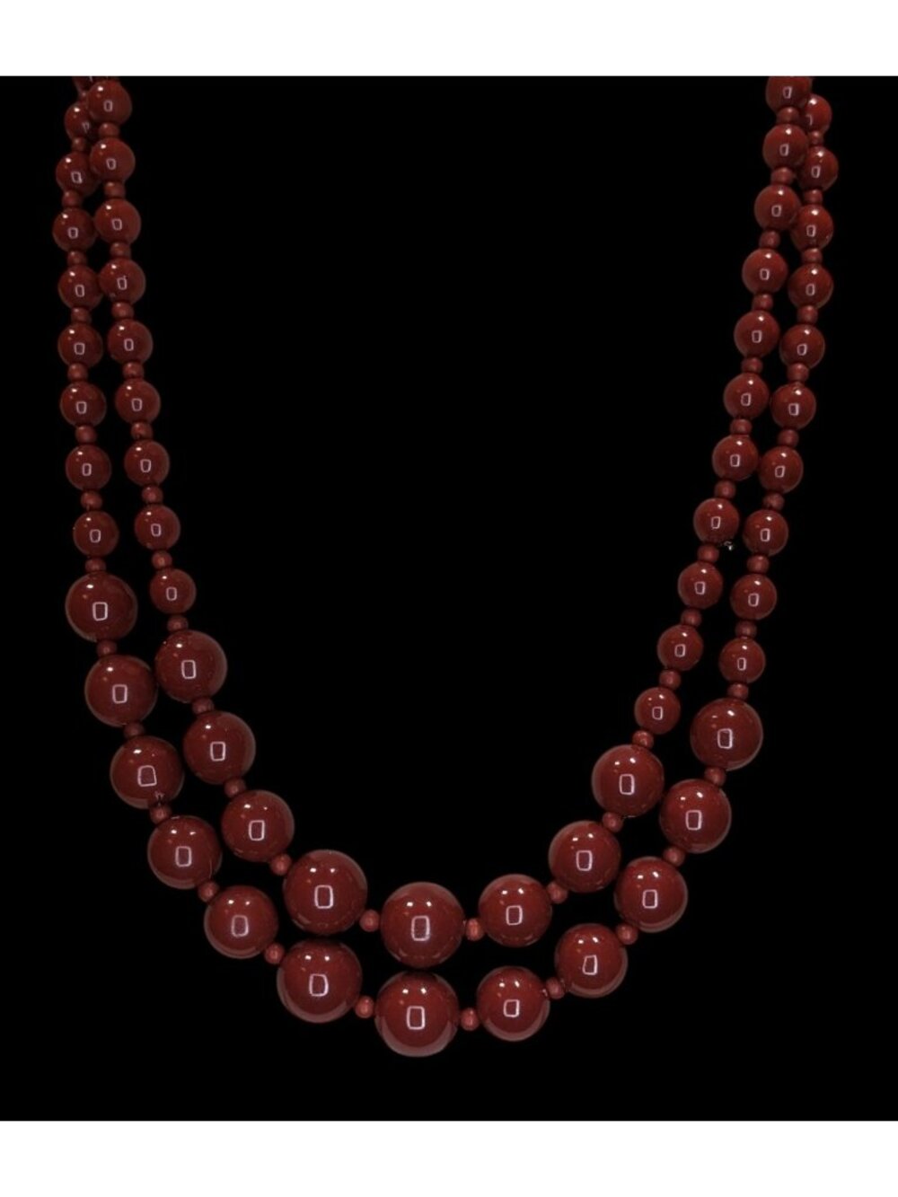 Vintage-Style Double-Strand Terra Cotta Tone Beaded Necklace